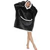 JOREAY Coperta oversize con cappuccio - Coperta in pile Sherpa indossabile unisex, taglia da adulto, modello felpa gigante soffice e confortevole con cappuccio
