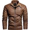 Kobilee Giacca in Pelle Uomo Biker Regular Fit Vintage Giacca in Pelle Giubbotto Invernale Motociclista Marrone Leggera Giacca Invernale Aviatore Bomber Giacca Moto Elegante 4 Stagioni Giubbino Giubbotto Moto