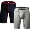 Jamron Uomo Pacco da 2 Cotone Elasticizzato Boxer a Gamba Lunga Biancheria Intima Sportivo con Aperto Davanti (S-4XL)