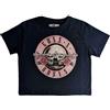 Rock Off officially licensed products Guns N' Roses Crop Top T Shirt Classic Band Logo Nuovo Ufficiale da Donna Navy