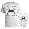 bubbleshirt Coppia T-Shirt Maglietta Personalizzabile papà Body Padre Figlio Buona Prima Festa Motociclista Papasauro Gamer Divertente Bodino Divertente per Uso diurno