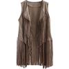 Yurosiay Gilet da Donna in Finta Pelle Scamosciata con Frange, Stile Etnico, Vintage, Senza Maniche, Lungo, da Motociclista, Rosso, S