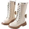 WOXIHUAN Stivali da Bambine e Ragazze Stivaletti in Pelle Stivale Lunghi con Tacco Spesso Stivali da Equitazione Confortevole Scarpe Invernali Caldi Boots Antiscivolo Stivaletti per Interni ed Esterni
