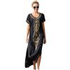Landove Vestiti Lunghi Donna Etnici Hippie Boho Chic Abiti con Spacco Laterale Eleganti Vestito da Spiaggia Giorno Casual Caftano Lungo Kaftano Indiano Tunica Taglie Forti Copricostime Pareo ZSCPDN0460BK