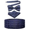 Alizeal Set regalo da uomo con papillon regolabile pre-annodato, fascia per cummerbund e fazzoletto quadrato da taschino