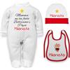 Corredino Neonato Body tutina cappello bavetta neonato divertenti per tifoso milanista come papà manica lunga in caldo cotone