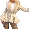 PengGengA Giacca in ecopelle con collo in Pelliccia Sintetica Cardigan Outwear Fronte aperto con cintura