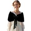 Xvbhaq Stola donna pelliccia sintetica calore invernale giacca pelosa nera stile fiocco bolero per tutti i giorni festivi abito da sera sposa, Nero , Taglia unica