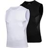 AMZSPORT Canotta Compressione da Uomo, Canottiere Palestra Maglietta Senza Maniche Maglie Sportiva Running Bodybuilding T-stirt