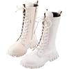 WOXIHUAN Stivali per Bambine Ragazze Scarpe in Pelle Stivale a Gambo Lungo Stivaletti con Cerniera Laterale Boots da Equitazione Lacci Scarpa Alta Stivali da Principessa Scarpe Invernali Caldi Boot