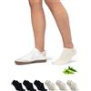 DANISH ENDURANCE Fantasmini in Bambù, Traspiranti e Morbidi 6 Paia | Calzini invisibili in bambù, morbidi e traspiranti con tallone in silicone, per scarpe estive e uso quotidiano, Unisex