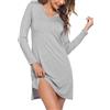 Ekouaer Camicia da Notte Lunga da Donna con Scollo a V in Pizzo Camicia da Notte Morbida e Confortevole a Maniche Lunghe per Tutte Le Stagioni,S-XXL