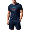 Bresdk Pigiama Uomo Estivo Corto Collo Rotondo Abbigliamento da Casa Cotone | Leggero Stampa a Lettere Camicia Maniche Corte con Pantaloncini 2 Pezzi