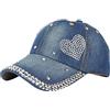 Aisi Berretto da baseball da donna con strass scintillanti, in denim, alla moda, stile hip hop, cappello da sole