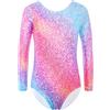 XiaoMoSha Ginnastica Leotards per Ragazze Danza Manica lunga Leotard Sparkle Ballet Dancewear per Bambine 2-14 Anni