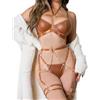 RSLOVE Completo Intimo Donna Sexy Set di Lingerie Reggiseno e Slip con Giarrettiera 6 Pezzi