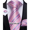 DiBanGu Cravatta a righe in seta scozzese Set per uomo Matrimonio Prom | 4 pezzi, design a righe, tessuto jacquard, fazzoletto da taschino, gemelli, clip, affari, feste, banchetti, vacanze