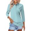 SCBFDI Taglie Forti Donna, Top E Camicette da Donna Collo a Bavero Tinta Unita Golf Polos Button Down Manica 3/4 Camicette Basic Baseball Tees,