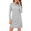 Bresdk Camicia da Notte Donna Manica Lunga Cotone a Righe Camicia Notte Donna Lungo Morbido e Confortevole S-3XL