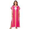 FNA FASHIONS Caftano marocchino da donna, lungo ricamato, copricostume da spiaggia, leggero, stile bohémien, abbigliamento da spiaggia, abito estivo leggero, rosa, Etichettalia unica