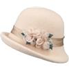 Besforta Cappello da donna vintage anni '20 con fiori a tesa rovesciata in feltro di lana cloche Fedora cappello invernale floreale abito chiesa secchio cap