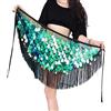 Baisdan Danza del Ventre Fringe Hip Sciarpa Festival Bling Paillettes Nappa Gonna Rave Shinny Glitter Gonne