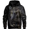 famesale Felpa con Cappuccio Stampata in 3D Animal Lion da Uomo Felpa Casual Giacca a Maniche Lunghe Tuta Top