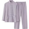 Generico Completo Estivo Uomo Tai Chi in Cotone e Lino 2 Pezzi con Tunica a Bottoni e Pantaloni Lampi Tuta Primavera Autunno Casual Elegante Pigiama Estiva Oversize, Tradizionale per Wing Chun Kung Fu