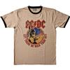 Rock Off officially licensed products AC/Dc Ringer T Shirt Let There Be Rock Tour '77 Nuovo Ufficiale Unisex Sand Size XL