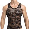 Caziffer Canottiere da uomo in pizzo floreale trasparente canotta da allenamento palestra senza maniche fitness bodybuilding maglietta a rete floreale muscolare t-shirt