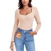 WOWENY Maglia Termica da Donna in Pile, a Maniche Lunghe con Scollo a Sweetheart, Elegante Camicia Termica a Maniche Lunghe a 3/4, Calda, Comoda, per l'inverno
