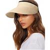 FURTALK Cappello da Sole da Donna in Paglia UPF 50+ Impacchettabile Pieghevole con Visiera