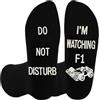 Dekzked Calzini divertenti per fan della F1, con scritta Do Not Disturb I'm Watching F1, da uomo, regalo di compleanno per gli amanti della F1