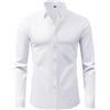 Okdance Camicie a maniche lunghe da uomo bianche a 4 vie, elasticizzate, senza pieghe, a maniche lunghe, con bottoni, camicia casual da ufficio