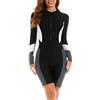 SISAY Costume Intero Sportivo Donna Piscina con Pantaloncino Rash Guard Un Pezzo Bikini Protezione Solare Costume da Bagno Maniche Lunghe con Cerniera Frontale Muta da Immersione Snorkeling Surf Kayak