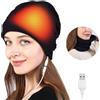 KQLHLHDYZ Berretto riscaldato, riscaldato tramite USB, per donne e uomini, 2 in 1, elettrico, caldo, caldo, per sci, escursionismo (senza batteria), nero