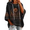 Leaomuny Halloween Felpa Donna con Cappuccio, Hoodie Vintage Strega Salem | Pullover Manica a 3/4 Leggera, Maglia Comfort Comodo Autunno, Sweatshirt Stampa Vintage Strega Salem Per Festa Costume
