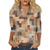 SCBFDI Top Donna Elegante, Camicia Donna Moda Scuola Primavera T Shirt Manica a Sette Punti Sottile V Neck, Abbigliamento Donna Elegante