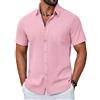 COOFANDY Camicia Uomo a Maniche Corte in Cotone Estiva Regular Fit Camicie Casual con Tasche
