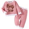 Winmany Big Sister Little Sister Abiti abbinati Bambino Ragazza Rosa Manica Lunga Felpa Top Pantaloni Set Autunno Inverno Vestiti