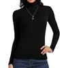 SXME MIGHT SAY Maglietta da donna a maniche lunghe, tinta unita, a collo alto, elasticizzata