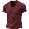 AnLingOu Tshirt da Uomo a Tinta Unita con Bordo Sfrangiato, Scollo a V retrò, Manica Corta, Misto Cotone e Lino, Casual per L'Estate