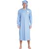 Loodgao Camicia da Notte Uomo a Righe Lunghe Maniche Sonno Veste Ampio vestibilità Henry Sonno Camicie da Notte con Cappello Pigiama Sleepwear Nightwear