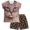 thepyjamafactory Pigiama corto da bambina con stampa di zampe, colore: marrone