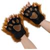 ITODA Guanti a zampa di gatto pelosi Guanti animali Cartoon Bear Fox Paw Claw Guanti invernali caldi guanti mezze dita guanti pelosi scaldamani guanti per feste cosplay guanti costume per adulti