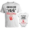 bubbleshirt Coppia T-Shirt Maglietta Personalizzabile papà Body Padre Figlio Buona Prima Festa Motociclista Papasauro Gamer Divertente Bodino Divertente per Uso diurno