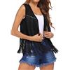 YILEEGOO Gilet da donna, senza maniche, aperto sul davanti, rivettato, con nappe, per casual street, cammello, S