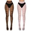 APLZGMG 2 paia di calze a rete con fiocco, da donna, sexy, in pizzo, con fiocco, carine, Y2K, calze a vita alta, per vestire accessori per feste di Halloween (nero e bianco)