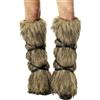 XINCHIA Scaldamuscoli lunghi medievali in finta pelliccia vichinga barbarica pelosa, maniche per stivali, scarpe, polsini, con cinturino, per costume di Halloween, leggings pelosi, ghette per carnevale, feste