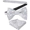 Alizeal Set da uomo con papillon e fazzoletto pre-annodato con stampa floreale, per eventi formali e casual, accessori per matrimoni e feste aziendali